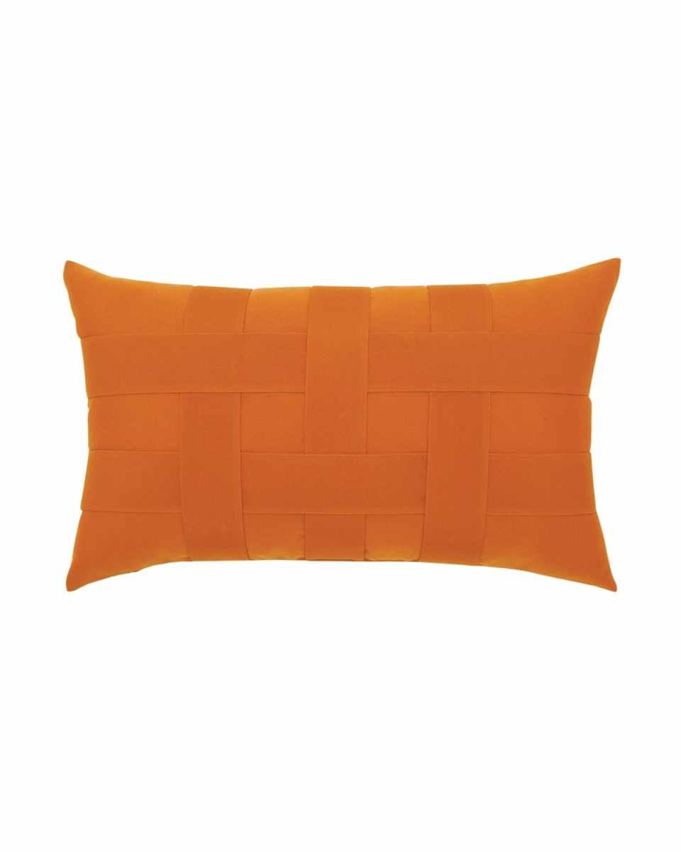 Basketweave Lumbar Sunbrella Pillow, Orange